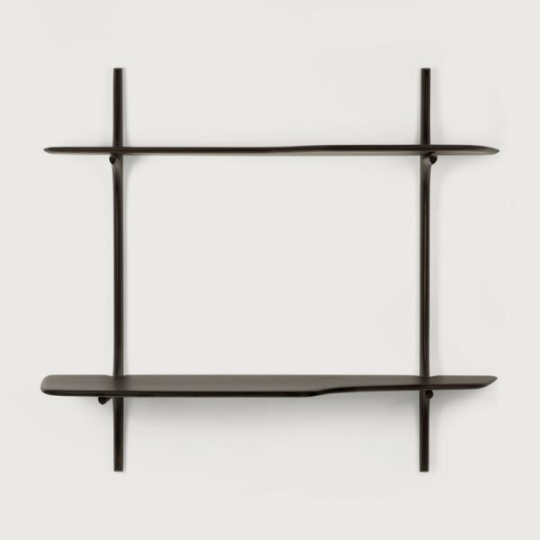 Etagère bureau - Peinture murale du bureau PI en acajou brun foncé avec une finition vernie - 2 étagères - 140x48xH126 cm - Ethnicraft
