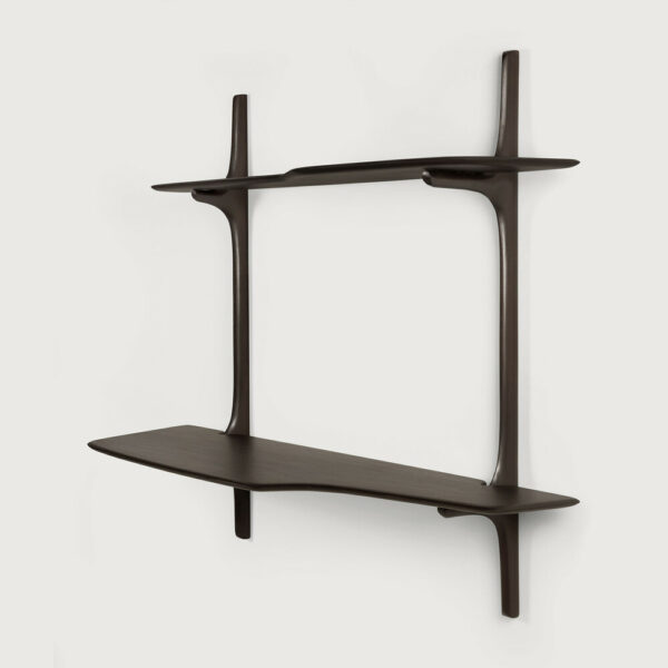 Etagère bureau - Peinture murale du bureau PI en acajou brun foncé avec une finition vernie - 2 étagères - 140x48xH126 cm - Ethnicraft