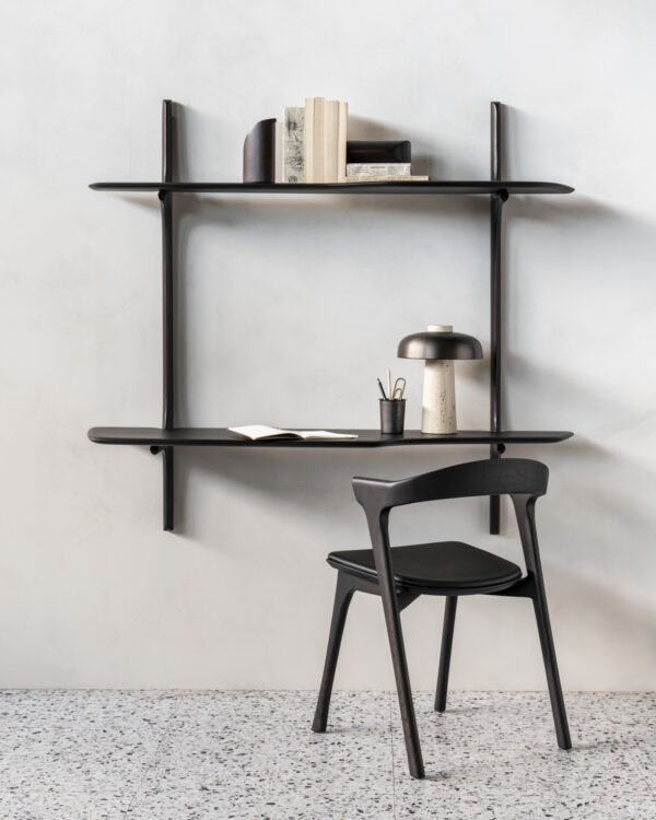 Etagère bureau - Peinture murale du bureau PI en acajou brun foncé avec une finition vernie - 2 étagères - 140x48xH126 cm - Ethnicraft – Image 7