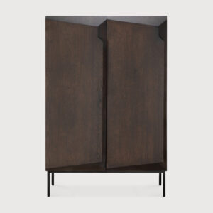 Armoire STAIRS 2 portes et étagères - chêne massif teinté brun finition vernie - 100x46x150 cm - Ethnicraft