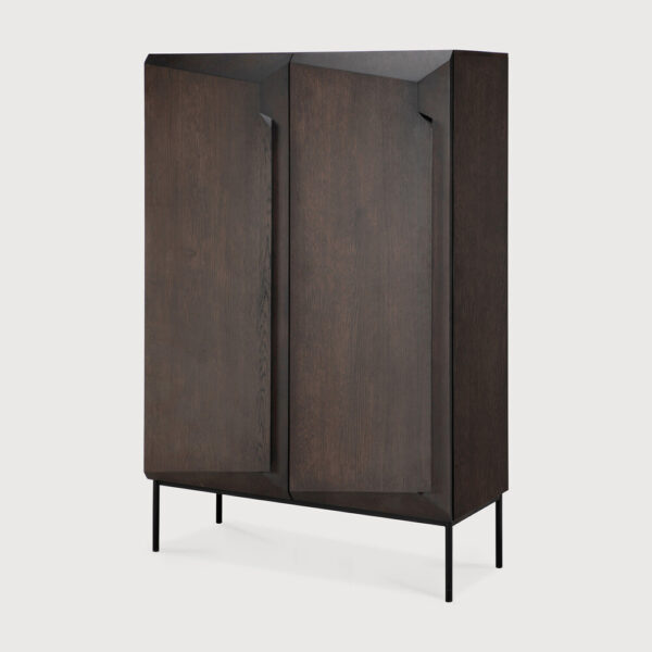 Armoire STAIRS 2 portes et étagères - chêne massif teinté brun finition vernie - 100x46x150 cm - Ethnicraft