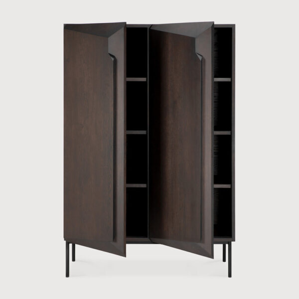 Armoire STAIRS 2 portes et étagères - chêne massif teinté brun finition vernie - 100x46x150 cm - Ethnicraft – Image 4