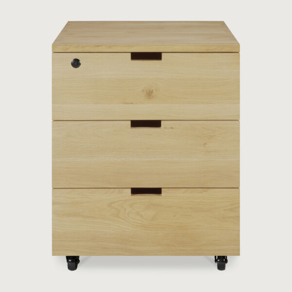 Caisson Billy chêne vernis - 3 tiroirs - avec serrure - 50x56x62 cm - Ethnicraft