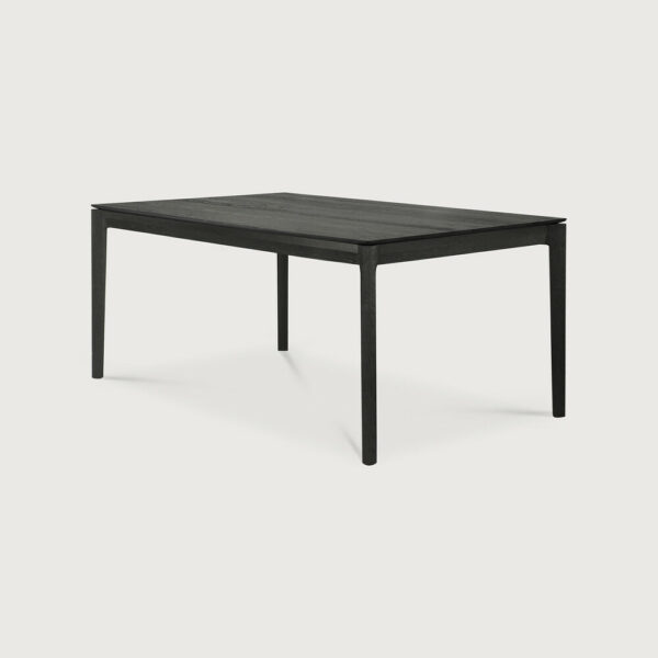 Table à rallonge Bok en chêne teinté noir finition vernie 140/220 x 90 x H 76 cm Ethnicraft