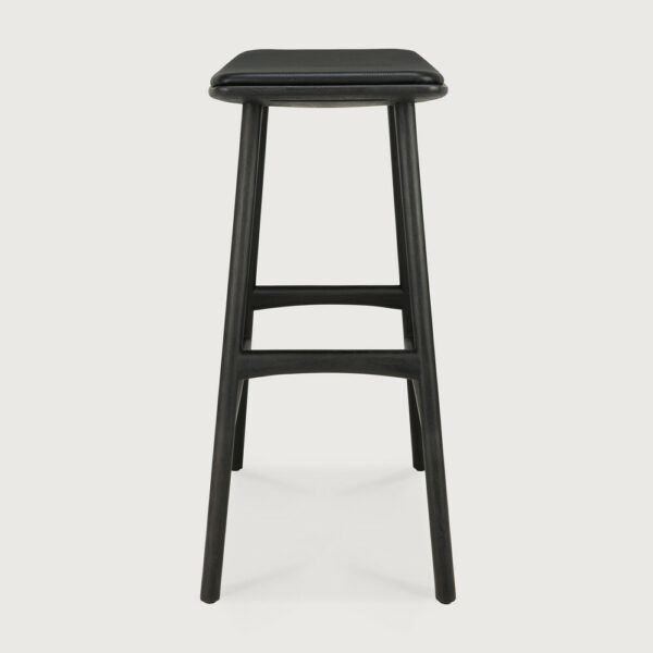 Tabouret de bar Osso en chêne vernis noir - cuir noir - 57 x 33 x H 67 cm Ethnicraft – Image 8