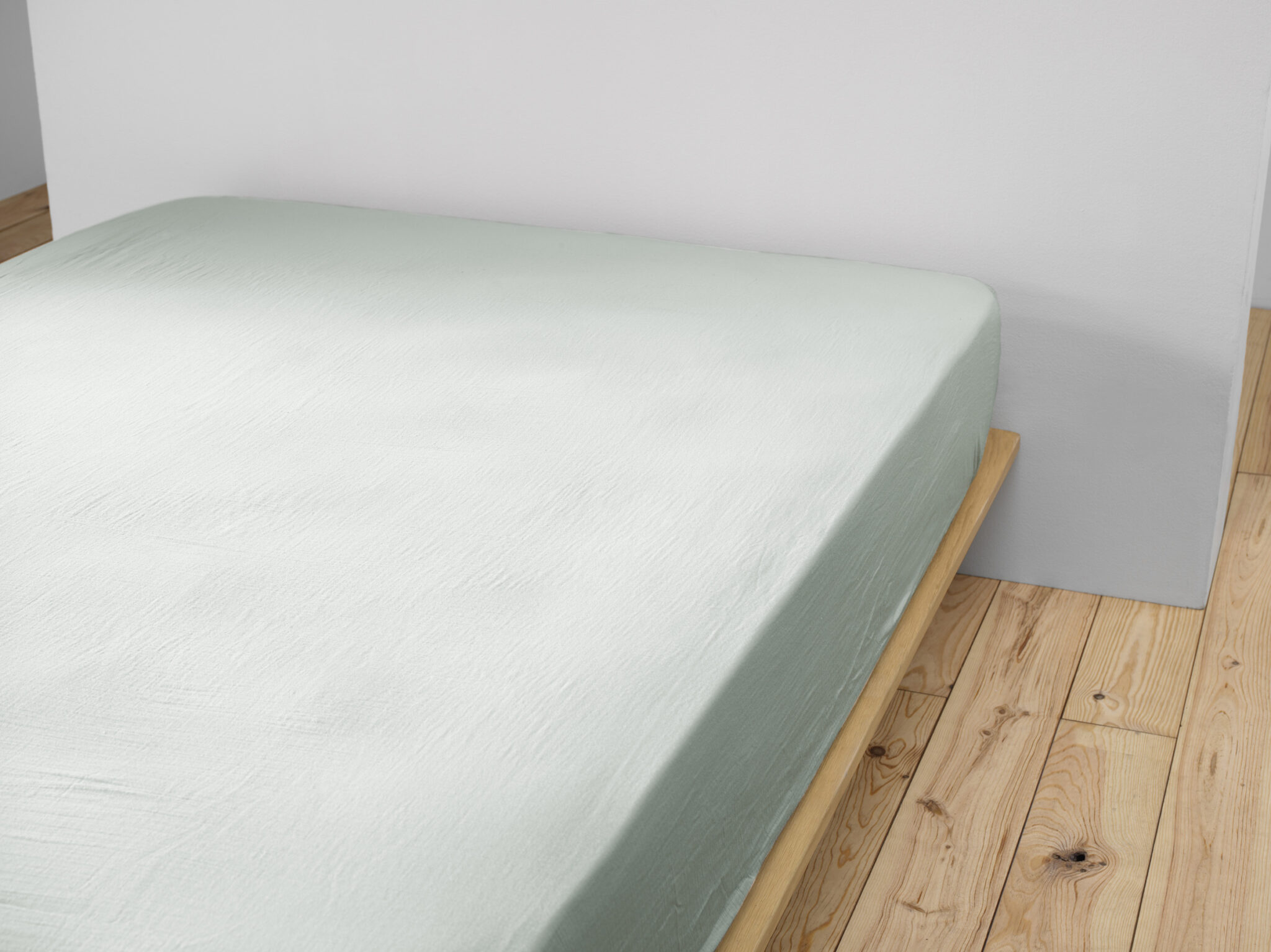 Drap housse 180x200 cm en gaze de coton unie GAÏA - L'effet papillon - eucalyptus