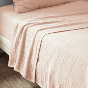 Drap plat 270 x 300 cm en gaze de coton unie GAÏA - L'effet papillon - guimauve