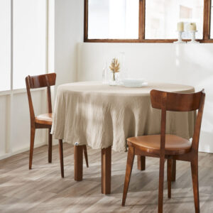 Nappe ronde Ø 180 cm en gaze de coton unie GAÏA - L'effet papillon - ficelle