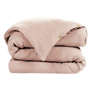 Housse de couette 280x240 cm en gaze de coton unie GAÏA - L'effet papillon - guimauve