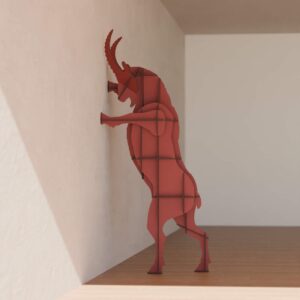 Rangement mural bouquetin FAUSTO 58x90xH205 cm - rouge mat - Ibride