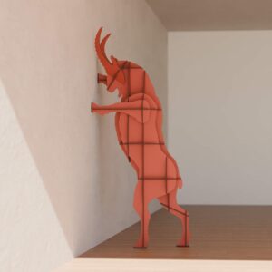 Rangement mural bouquetin FAUSTO 58x90xH205 cm - terracota mat - Ibride