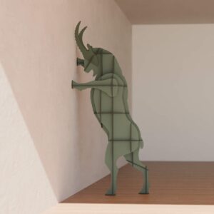 Rangement mural bouquetin FAUSTO 58x90xH205 cm - vert profond mat - Ibride