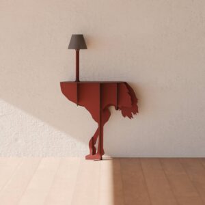 Console murale DIVA LUCIA autruche 92x34xH151 cm - rouge mat - Ibride