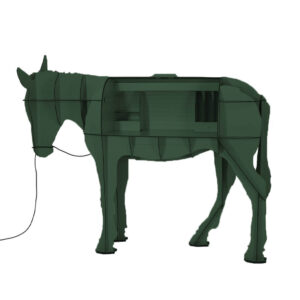 Bureau connecté âne MATURIN 200x60xH156 cm - vert profond mat - Ibride