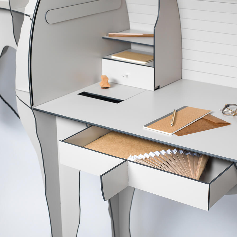 Bureau connecté âne MATURIN 200x60xH156 cm - vert profond mat - Ibride