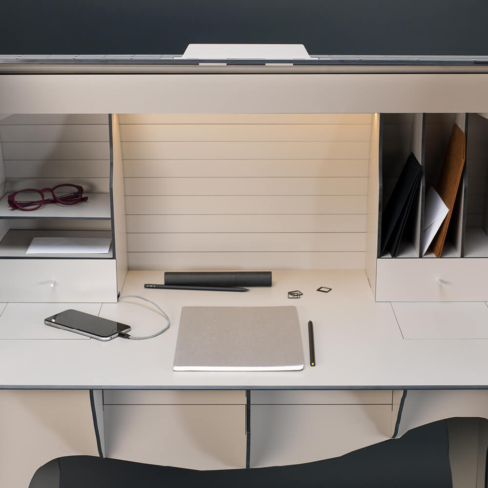 Bureau connecté âne MATURIN 200x60xH156 cm - vert profond mat - Ibride – Image 3