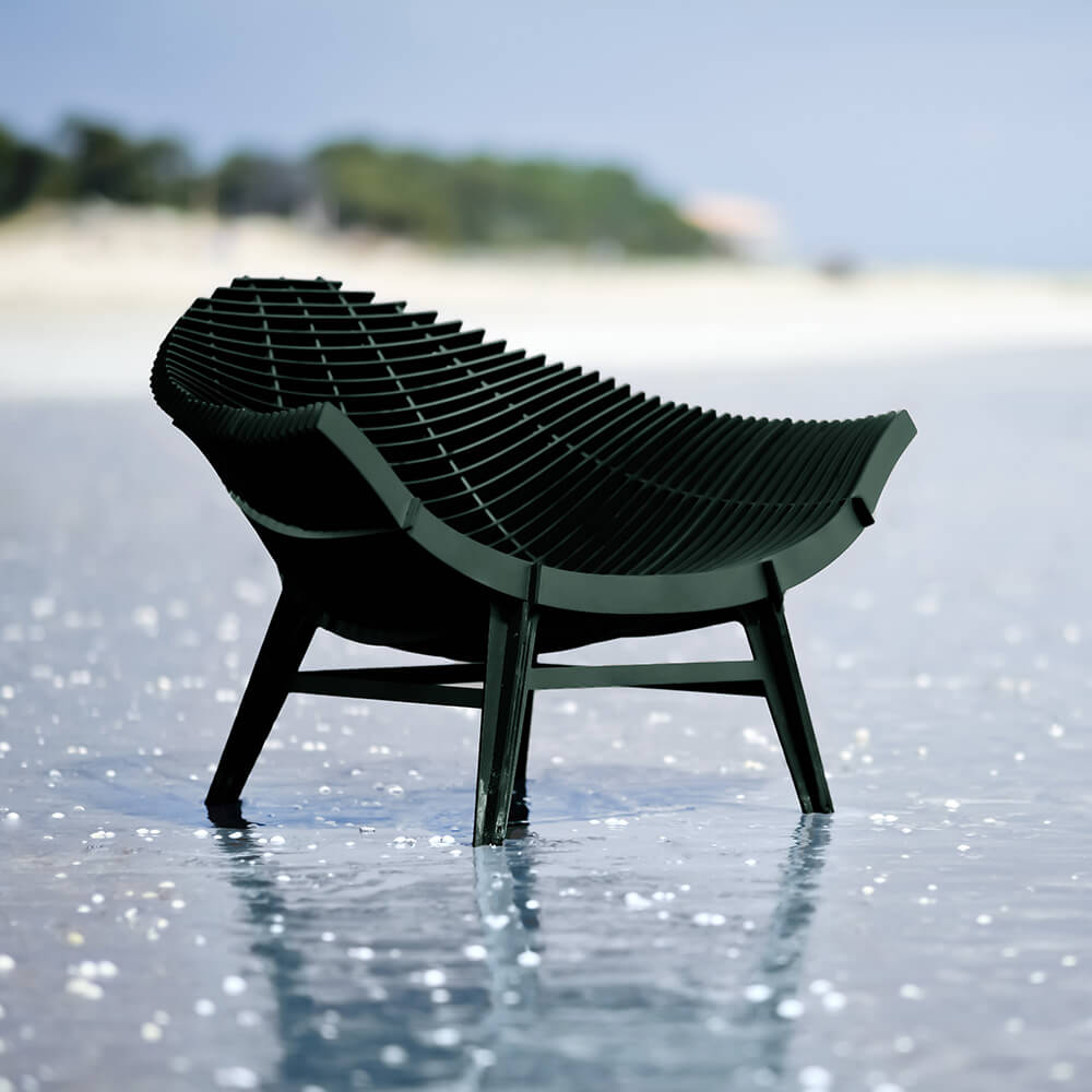 Fauteuil bas d'extérieur MANTA 102x90xH75 cm - vert profond mat - Ibride – Image 5