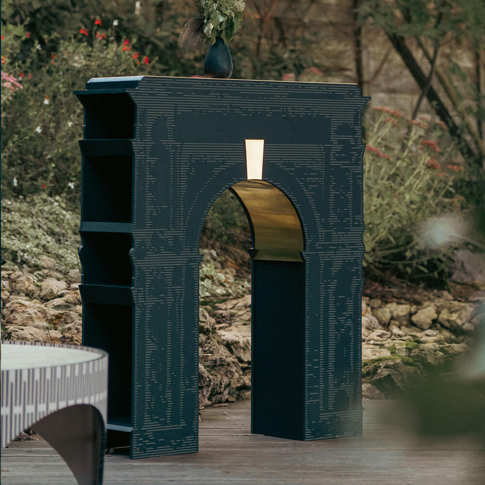 Console murale TRIOMPHE 83x23xH93.50 cm - noir fénix et laiton - Ibride – Image 4