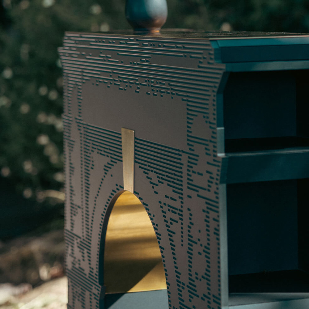 Console murale TRIOMPHE 83x23xH93.50 cm - noir fénix et laiton - Ibride – Image 5