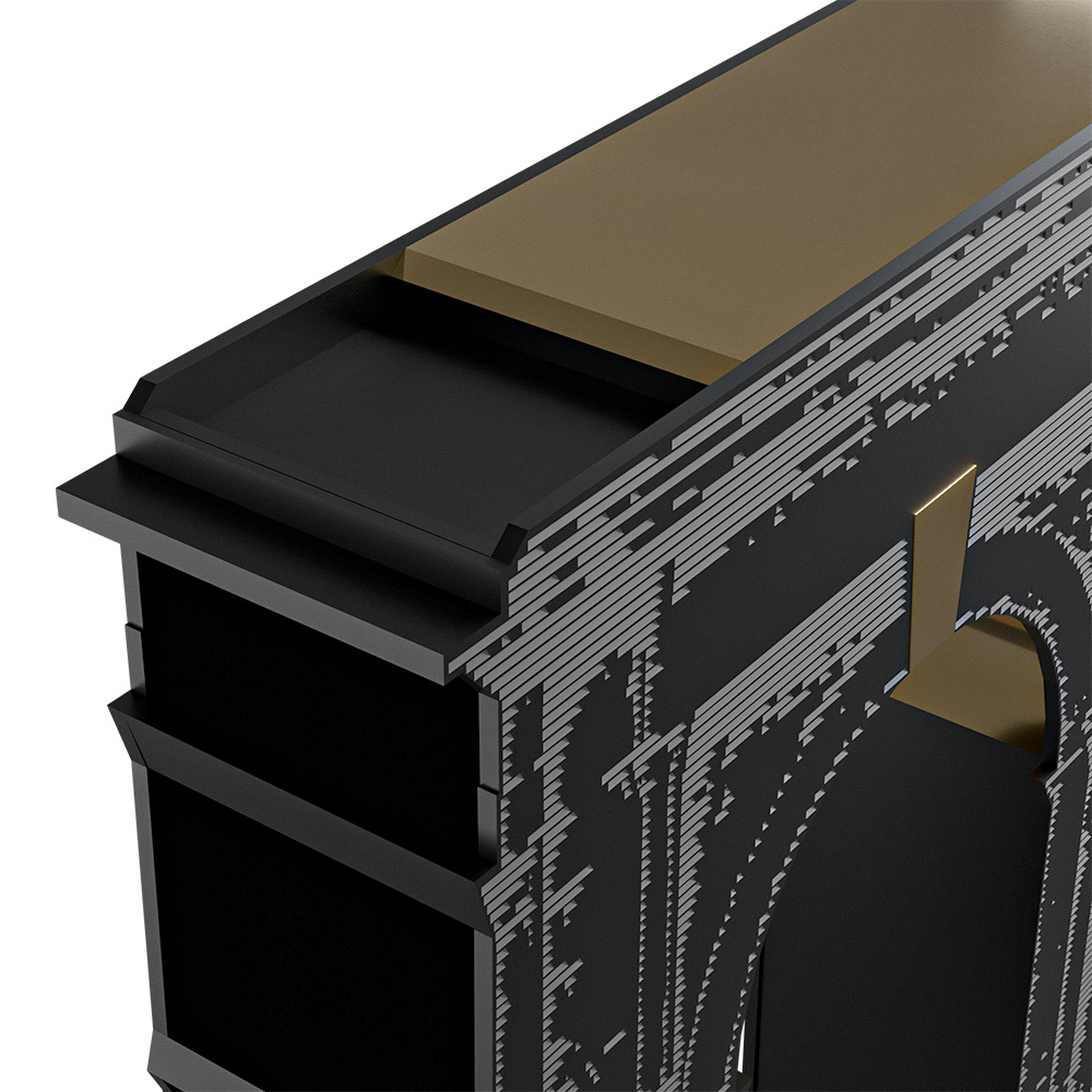 Console murale TRIOMPHE 83x23xH93.50 cm - noir fénix et laiton - Ibride – Image 7