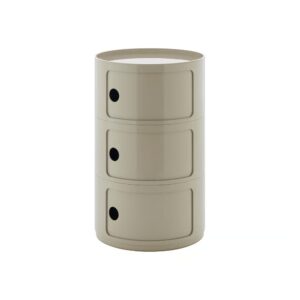 Rangement COMPONIBILI NEW BIG 3 tiroirs coulissants Ø 42 cm H69.5 cm Kartell - gris tourterelle