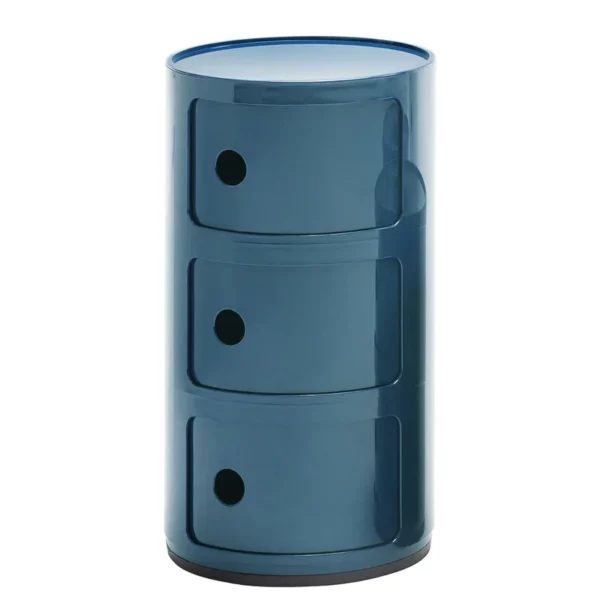 Rangement COMPONIBILI 3 tiroirs coulissants Ø 32 cm H58.5 cm Kartell - bleu