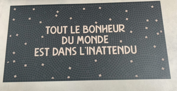Tapis couloir rectangulaire personnalisé Tout le bonheur du monde est dans l'inattendu - 66x132 cm - Vinyle - Pôdevache