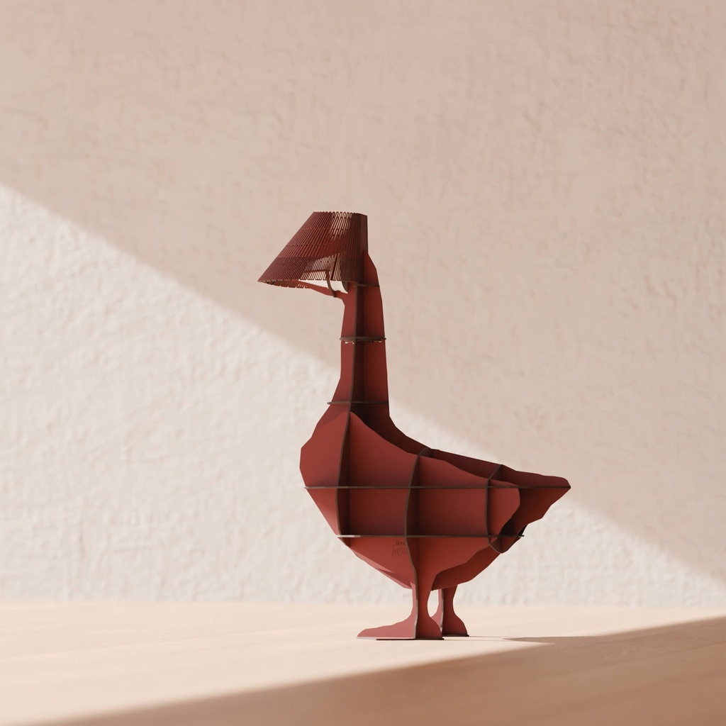 Chevet oie avec lampe JUNON 76x35xH95 cm - rouge mat - Ibride