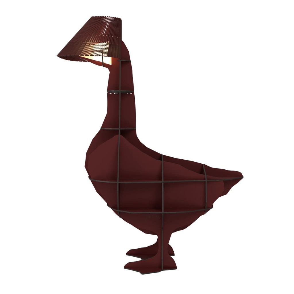 Chevet oie avec lampe JUNON 76x35xH95 cm - rouge mat - Ibride