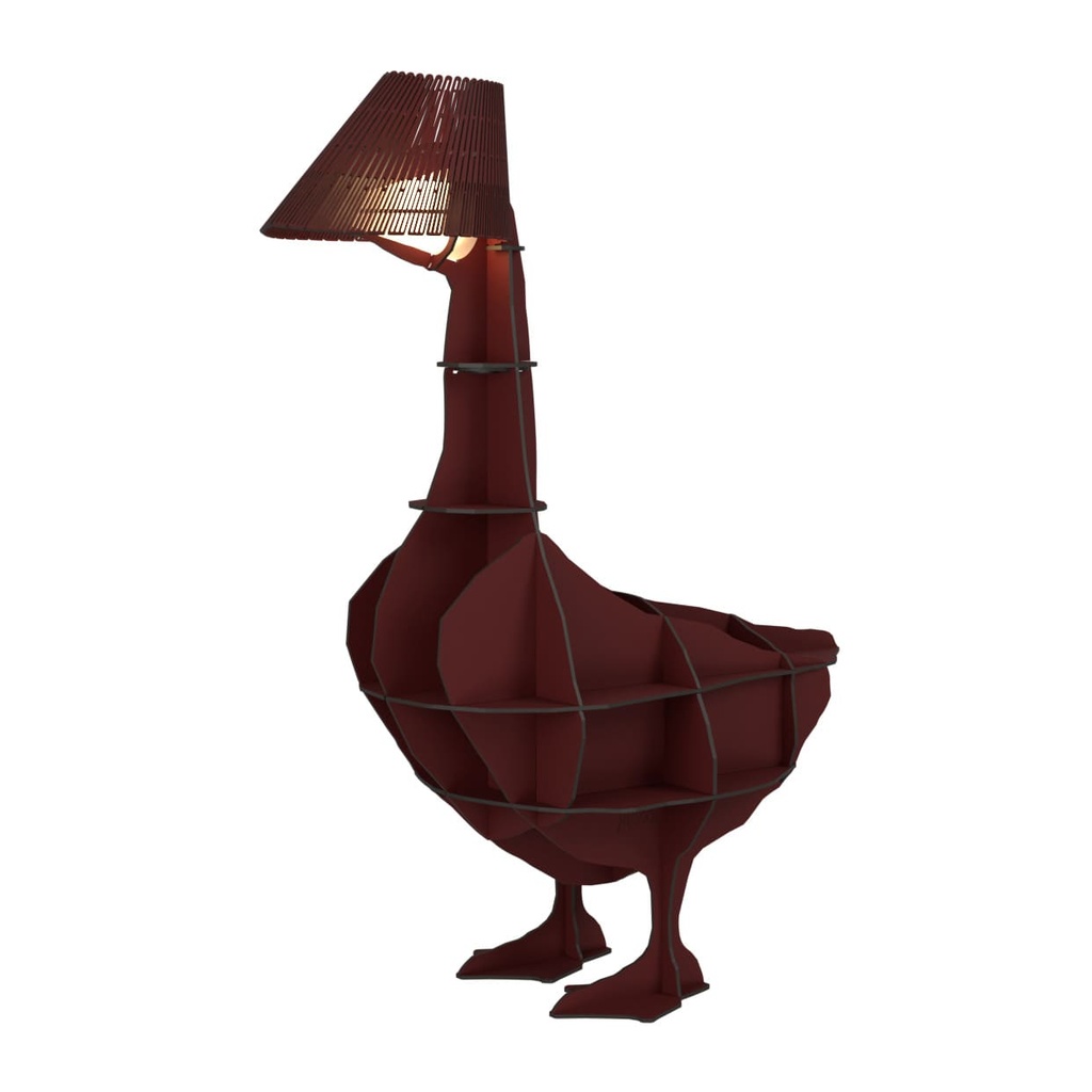 Chevet oie avec lampe JUNON 76x35xH95 cm - rouge mat - Ibride – Image 5