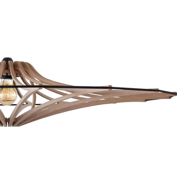 Suspension design bois SINGING BRUT ø 90 cm - élastique noir- câble lin et rosace bois - RIF – Image 6