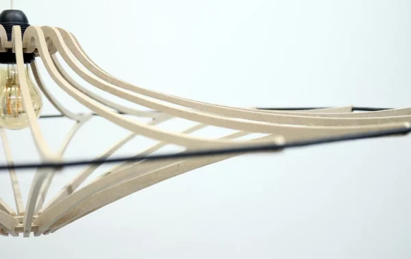 Suspension design bois SINGING BRUT ø 124 cm - élastique noir- câble lin et rosace bois - RIF – Image 3