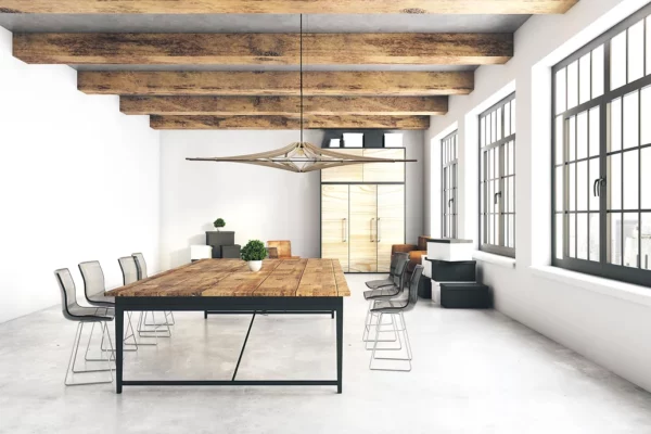 Suspension design bois SINGING BRUT ø 160 cm - élastique noir- câble lin et rosace bois - RIF