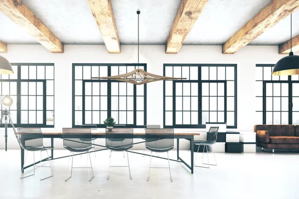 Suspension design bois SINGING BRUT ø 160 cm - élastique noir- câble lin et rosace bois - RIF – Image 3
