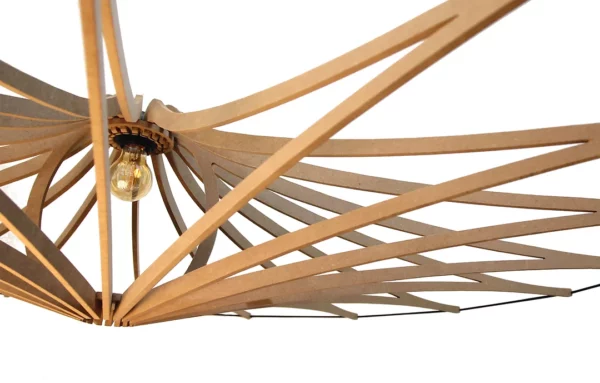 Suspension design bois SINGING BRUT ø 160 cm - élastique noir- câble lin et rosace bois - RIF – Image 7
