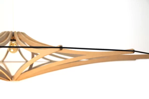Suspension design bois SINGING BRUT ø 160 cm - élastique noir- câble lin et rosace bois - RIF – Image 5