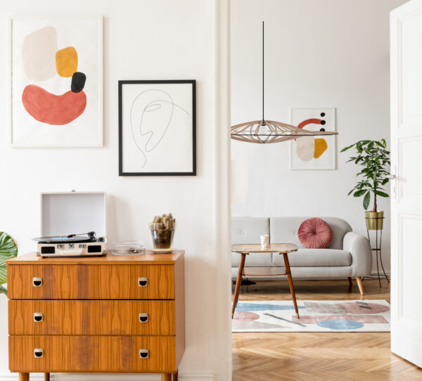 Suspension design bois TWIST Ø 142 cm - élastique noir - câble lin et rosace bois - RIF – Image 4