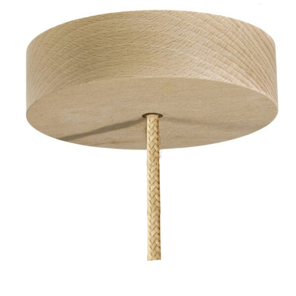 Suspension design bois TWIST Ø 190 cm - élastique noir - câble lin et rosace bois - RIF – Image 5