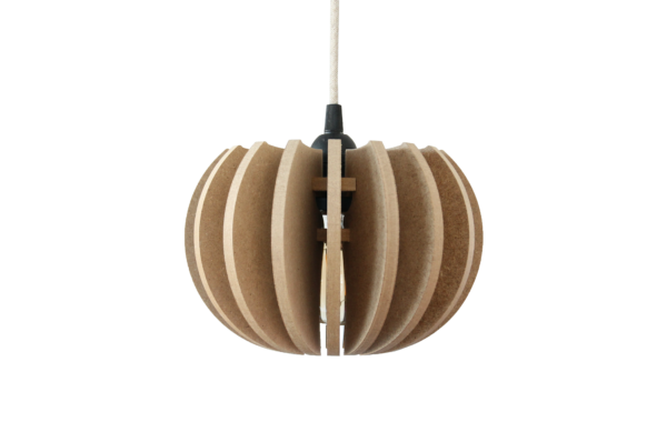 Suspension design bois WREKINGBALL BRUT ø 20 cm H14 cm - câble lin et rosace bois - RIF