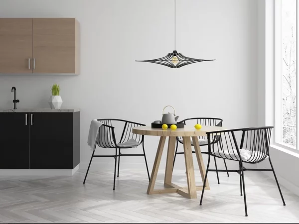 Suspension design bois SINGING BLACK ø 65 cm - élastique noir- câble coton noir et rosace métal noir - RIF