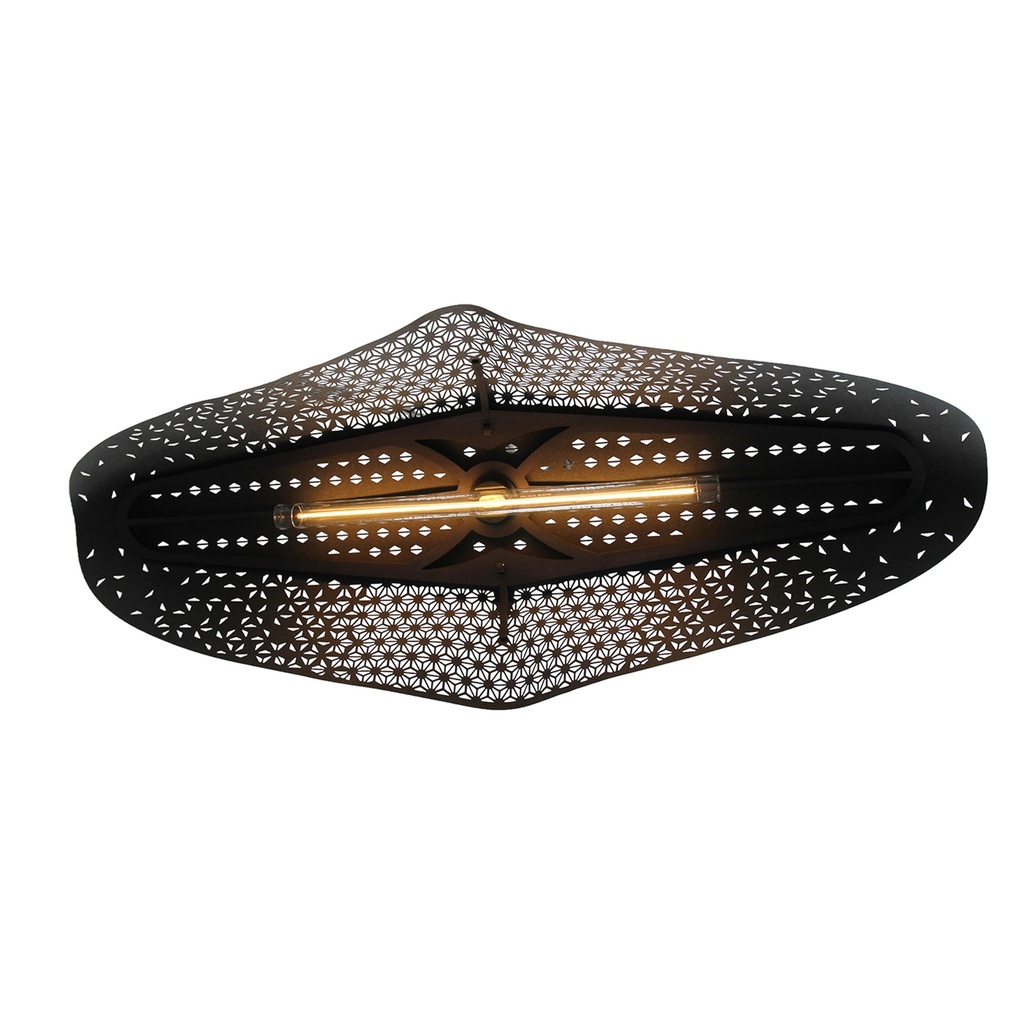 Suspension en cuir beige reconstitué ENVOLE-MOI 105 cm - câble coton noir et rosace métal noir - RIF – Image 7