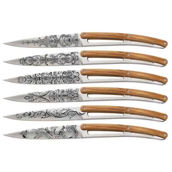 Coffret de 6 couteaux de Table - Miroir/Olivier - Grand Siècle - Deejo