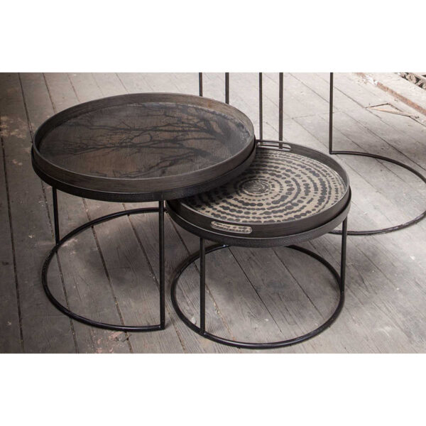 Plateau en bois Black Beads - Rond S - Ø 48 x H 4 cm Ethnicraft – Image 4