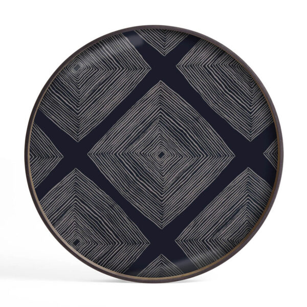 Plateau en verre Ink Linear Squares - Rond L - Ø 61 cm H 4  cm Ethnicraft