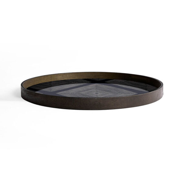 Plateau en verre Ink Linear Squares - Rond L - Ø 61 cm H 4  cm Ethnicraft