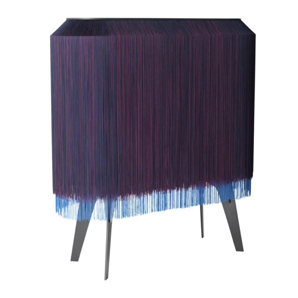 Meuble de rangement ALPAGA 140x50xH150 cm - crépuscule structure noire/franges bleu nuit. violet. bleu électrique – Image 3