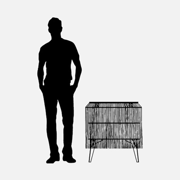 Meuble de rangement BABY ALPAGA 66x27xH72 cm - or chic structure noire/franges or jaune. or métallique – Image 7