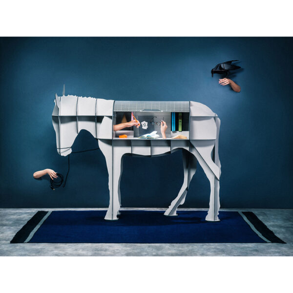 Bureau connecté âne MATURIN 200x60xH156 cm - noir brossé – Image 6