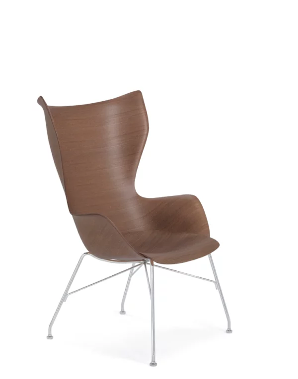 Fauteuil K/WOOD Hêtre basique 69x68x H 110 cm Kartell - bois foncé/chromé