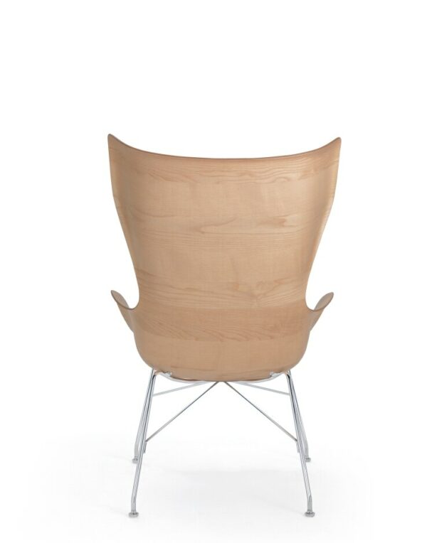 Fauteuil K/WOOD Frêne lamellé avec assise en cuir 69x68x H 110 cm Kartell - bois clair/chromé – Image 3